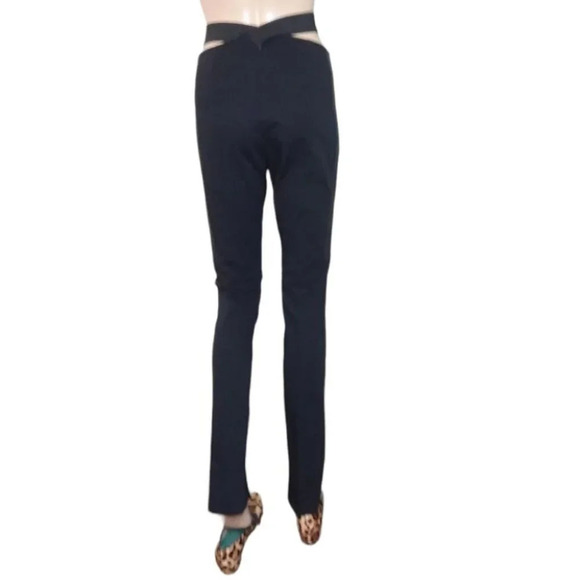 Helmut Lang Belted Leather Panel Slim Pants - Picture 3 of 5